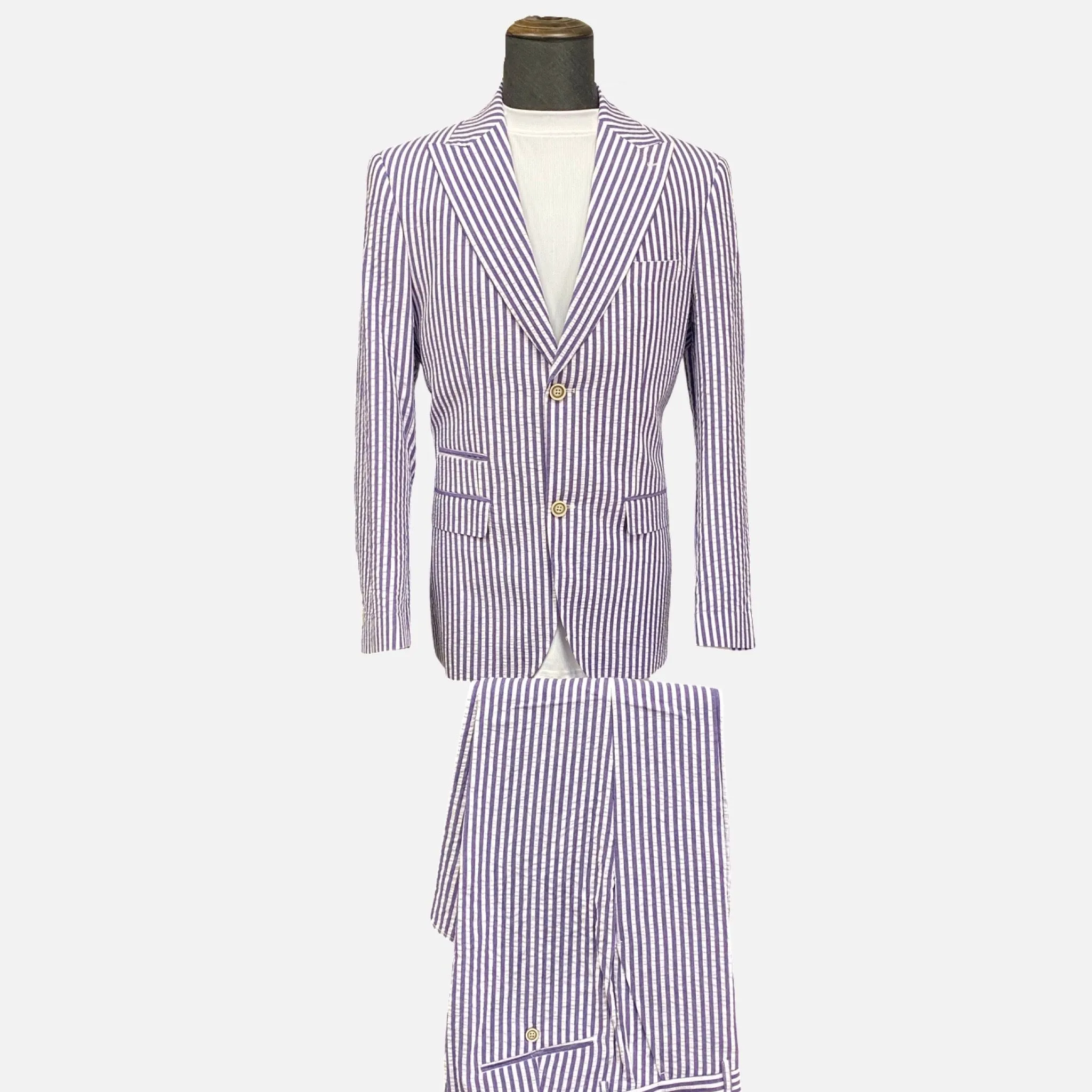 Men’s Eggplant Searsucker Summer Suit - 0 Cotton